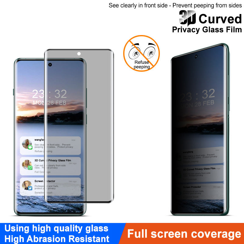 IMAK For OnePlus 12 5G Anti-peep Screen Protector Full Coverage Side Glue 3D Curved Film