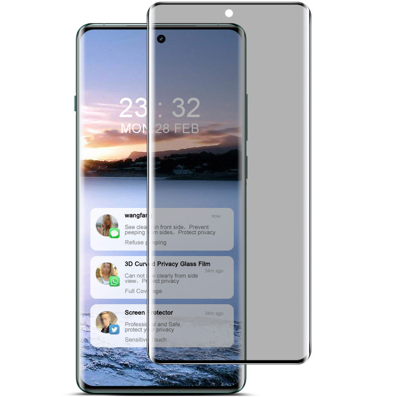 IMAK For Oppo Find X6 Pro Screen Protector 3D Curved Anti-Spy Tempered Glass Protective Film
