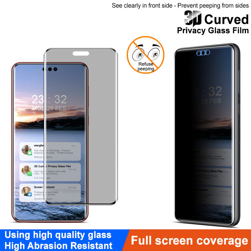 IMAK For Huawei Mate 60 RS Ultimate Privacy Screen Protector 3D Curved Tempered Glass Side Glue