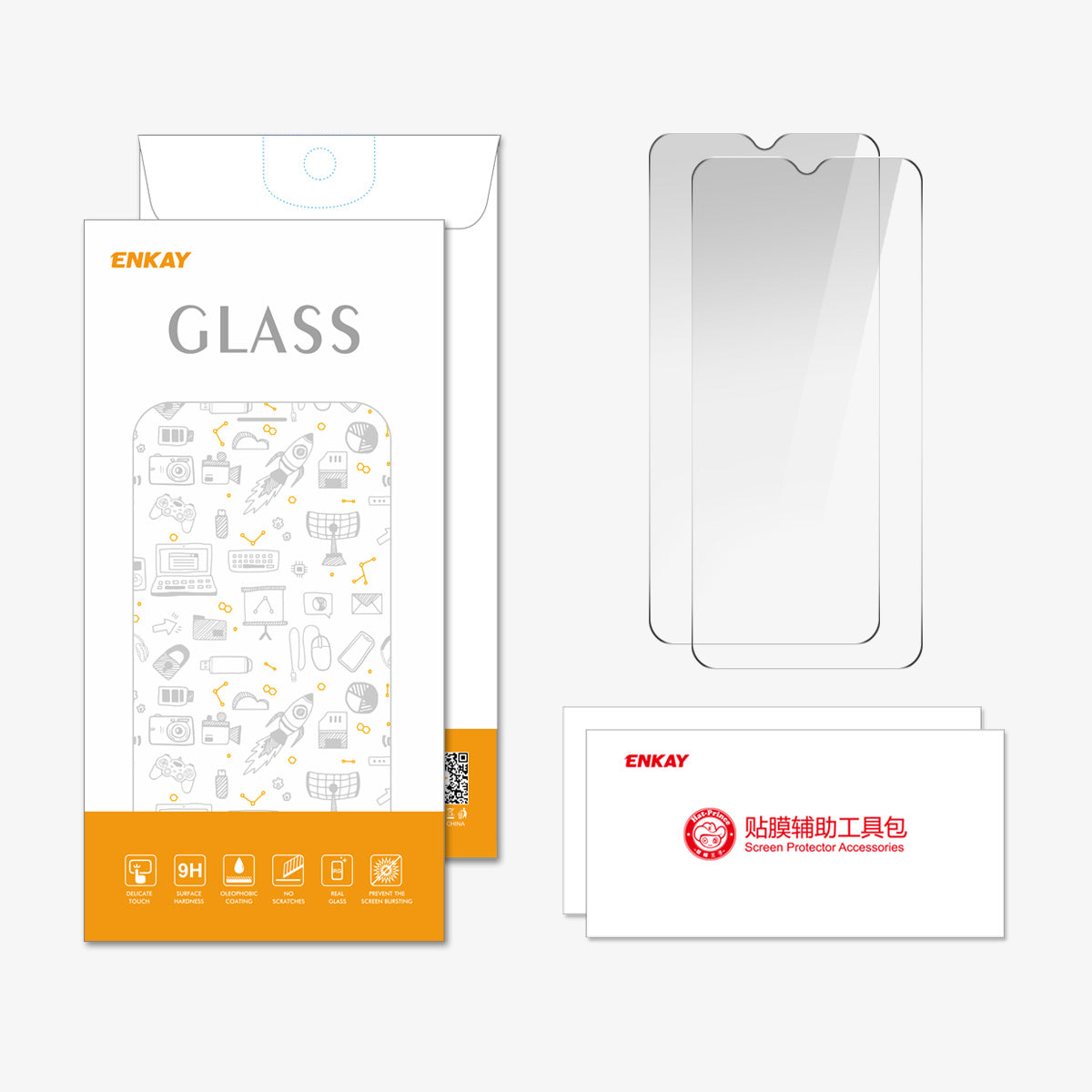 ENKAY HAT PRINCE 2Pcs For Oppo A2x 5G Clear Screen Protector Anti-explosion High Aluminum-silicon Glass Film