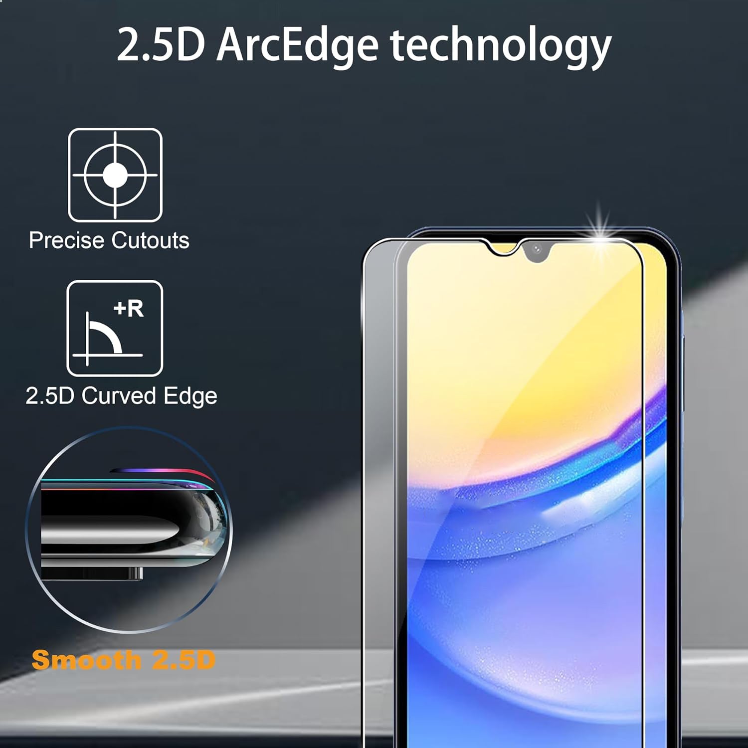2Pcs For Samsung Galaxy A55 5G Tempered Glass Screen Protector with Camera Lens Film, 9H Hardness