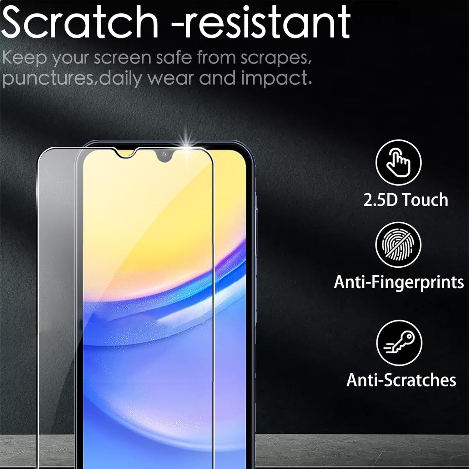 2Pcs For Samsung Galaxy A55 5G Tempered Glass Screen Protector with Camera Lens Film, 9H Hardness