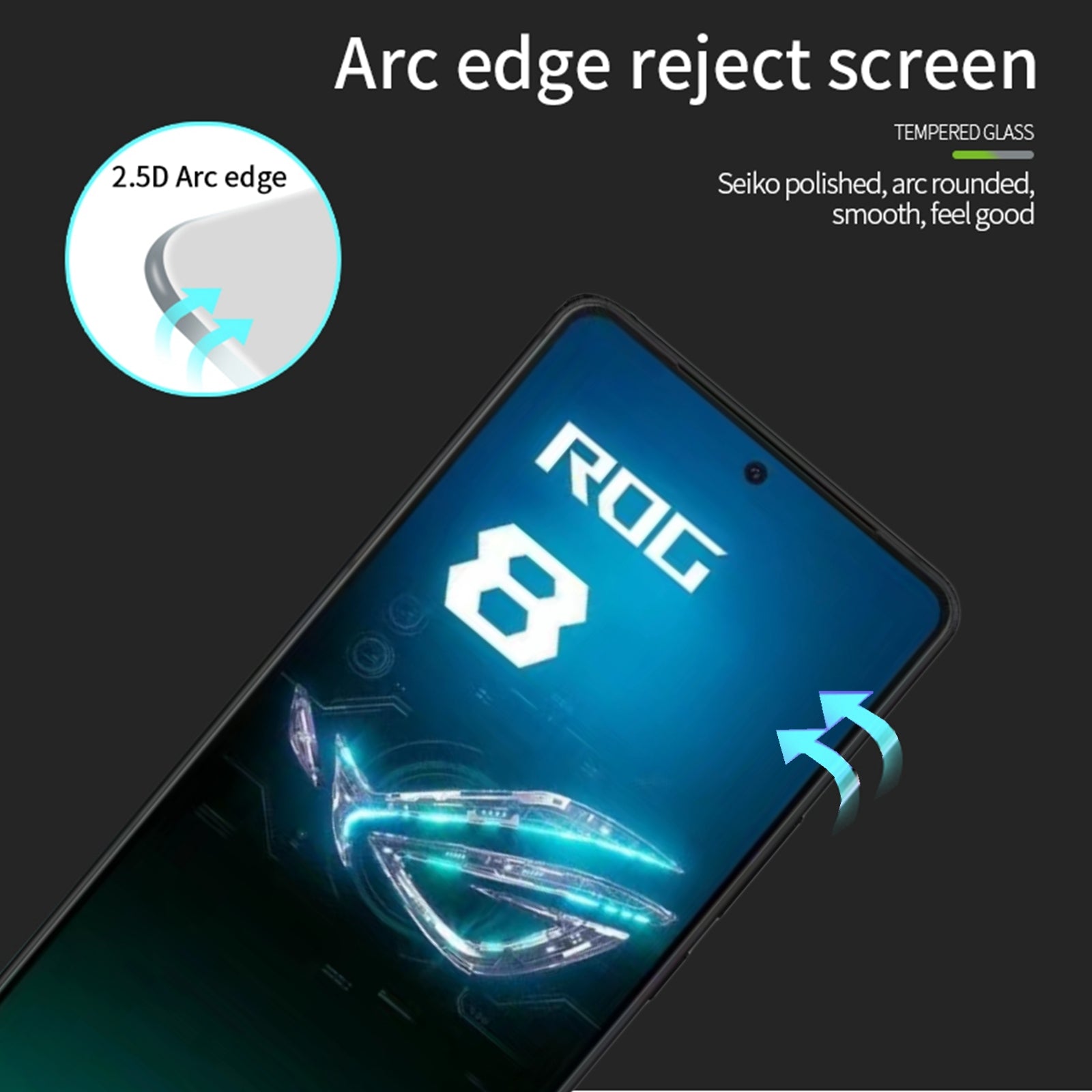 MOFI JK Tempered Glass Film Series-1 for Asus ROG Phone 8 5G / Phone 8 Pro 5G Screen Protector Full Glue Clear Film
