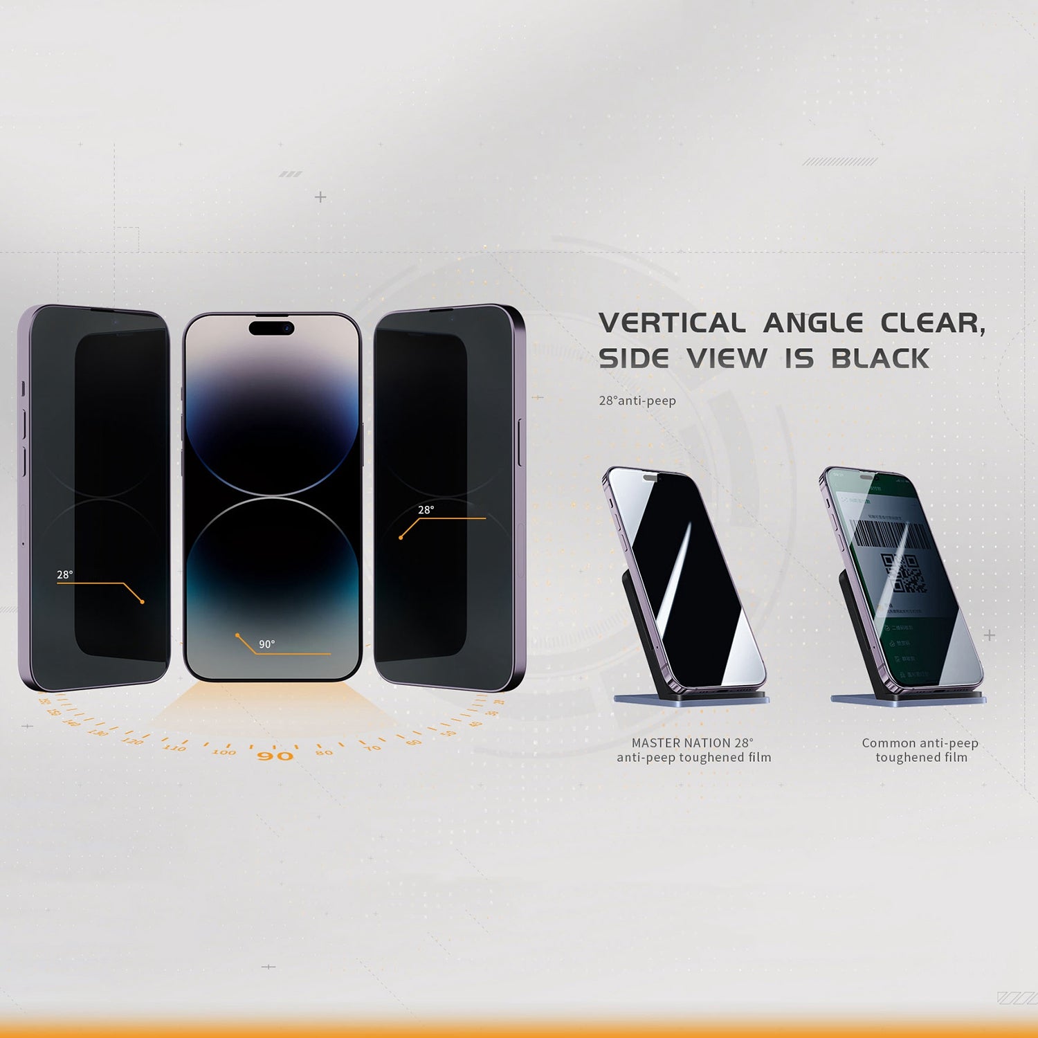 TGVI'S For iPhone 14 Pro Max Screen Protector High Aluminum-Silicon Glass Privacy Film+Back Protector