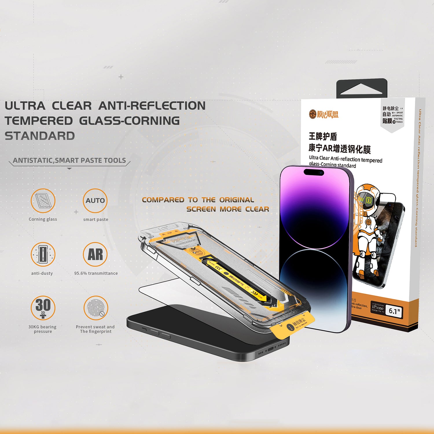 TGVI'S For iPhone 14 Pro Screen Protector Corning Gorilla Glass Anti-Shatter Front Film+Back Protector