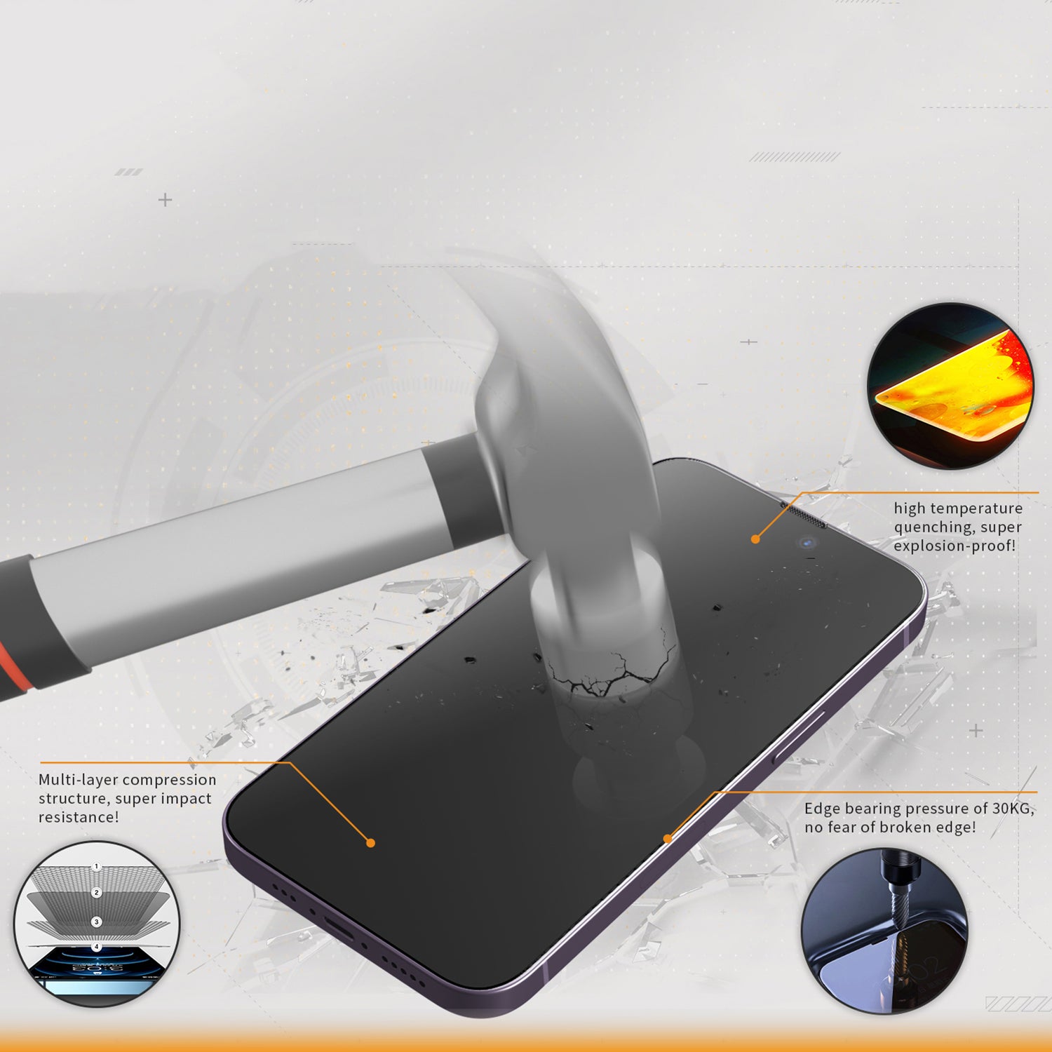 TGVI'S For iPhone 14 Pro Screen Protector Corning Gorilla Glass Anti-Shatter Front Film+Back Protector