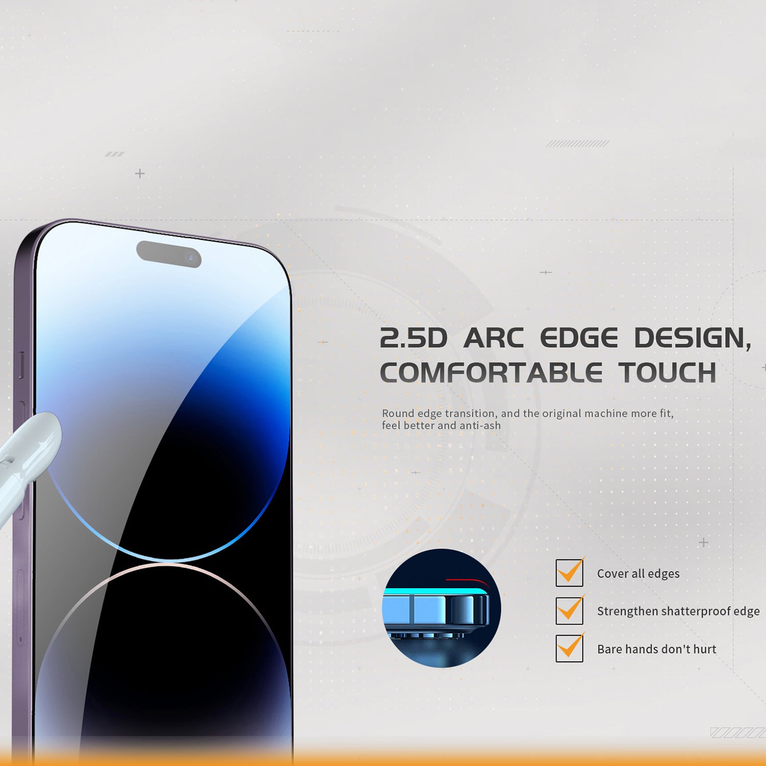 TGVI'S For iPhone 14 Pro Dustproof High Aluminum-Silicon Glass Phone Front Screen Film+Back Protector