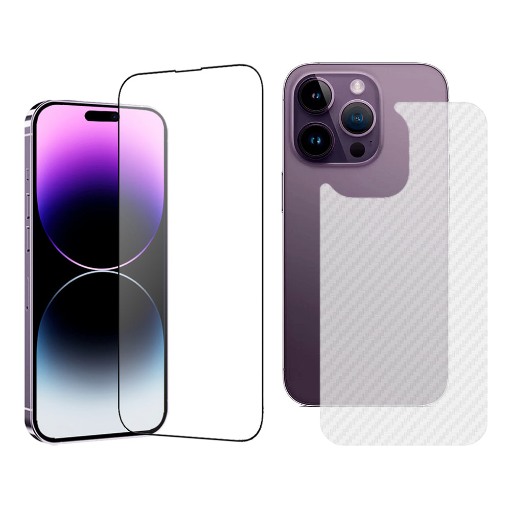 TGVI'S For iPhone 15 Pro Max Front Film Ultra Clear High Aluminium-silicon Glass Screen Protector+Phone Back Cover