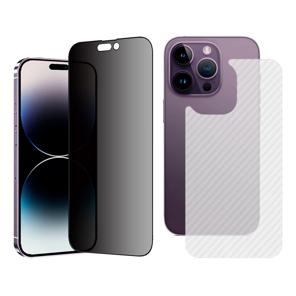 TGVI'S For iPhone 15 Pro Mobile Phone Back Film+Anti-Spy High Aluminum-silicon Glass Screen Protector