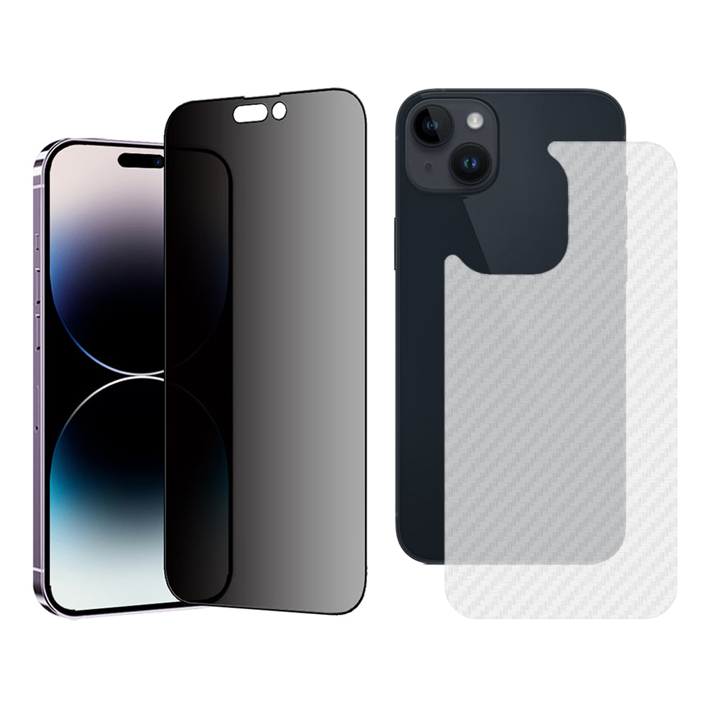 TGVI'S High Aluminum-silicon Glass Screen Protector for iPhone 15 Plus Back Film Cover Set