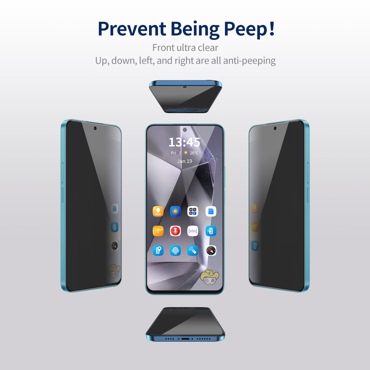 ENKAY HAT PRINCE For Samsung Galaxy S24 Ultra Screen Protector Anti-Spy Silk Printing Full Cover Film