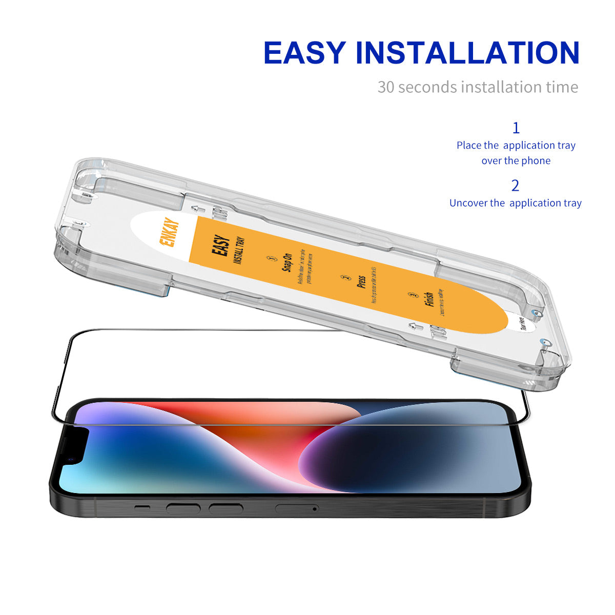 ENKAY HAT PRINCE For iPhone 14 Screen Protector Silk Printing Complete Covering Screen Film Guard