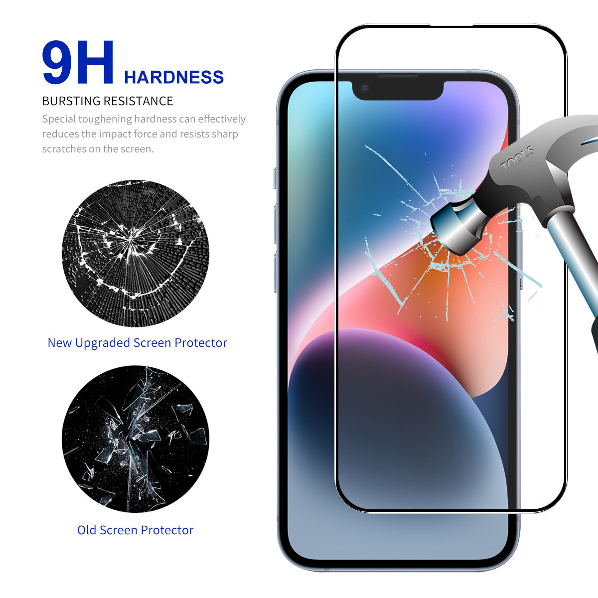 ENKAY HAT PRINCE For iPhone 14 Screen Protector Silk Printing Complete Covering Screen Film Guard