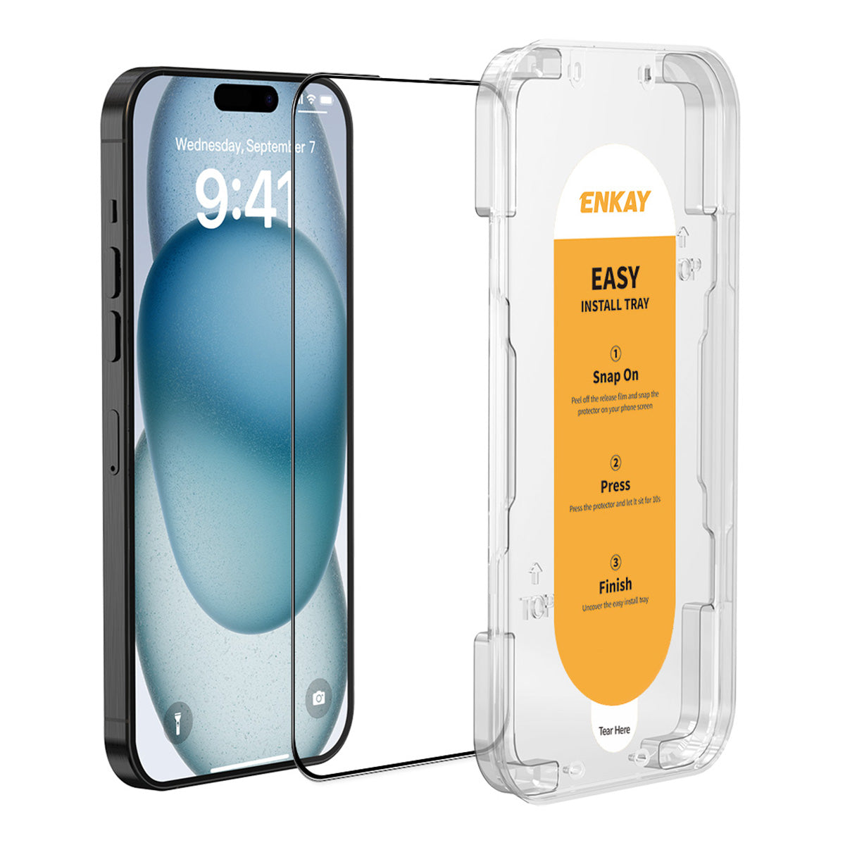 ENKAY HAT PRINCE For iPhone 15 Plus High Aluminium-silicon Glass Film 9H Anti-fingerprint Screen Protector