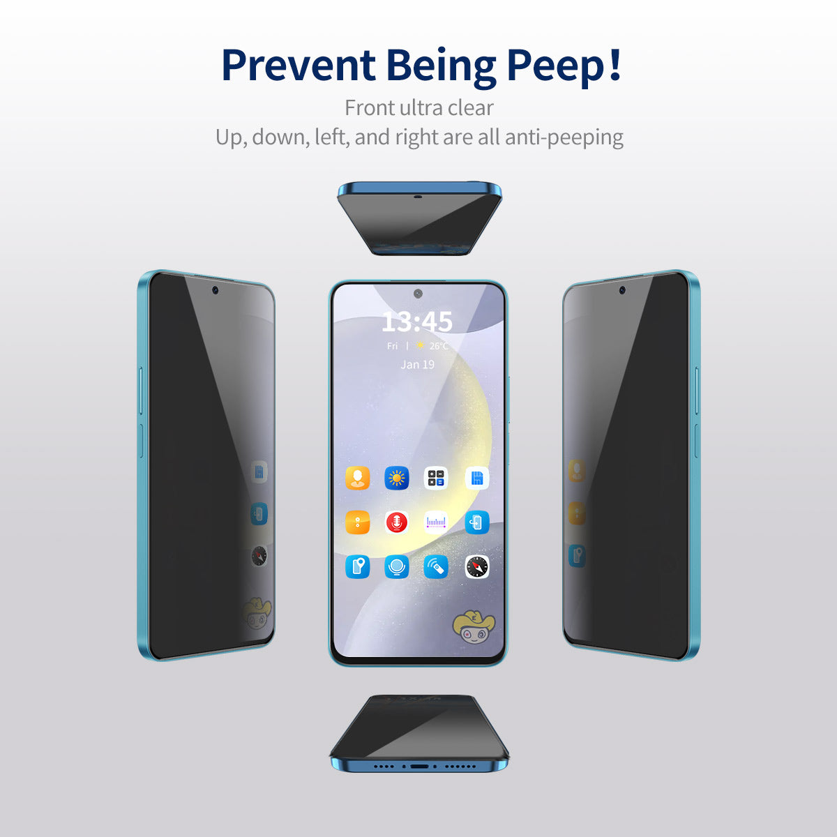 ENKAY HAT PRINCE 5Pcs For Samsung Galaxy S23+ Silk Printing Anti-Spy Full Cover Screen Protector