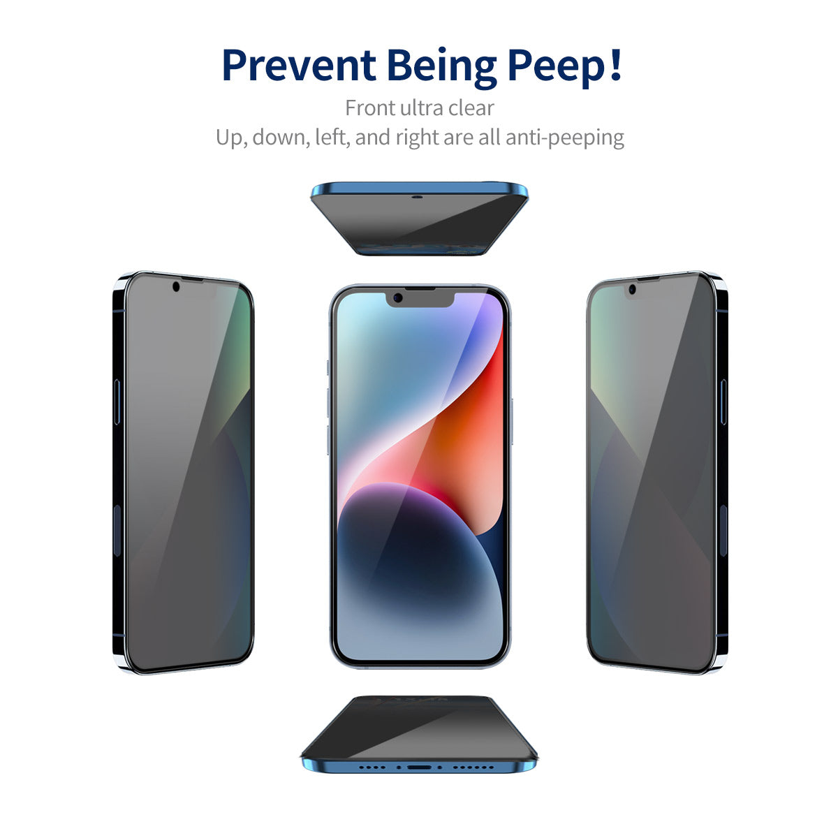 ENKAY HAT PRINCE 2Pcs For iPhone 14 Plus Screen Protector Privacy Anti-Spy Silk Printing Film