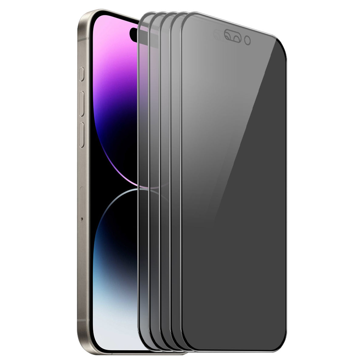 ENKAY HAT PRINCE 5Pcs For iPhone 14 Pro Anti-Spy Silk Printing Full Screen Protector Ultra Clear