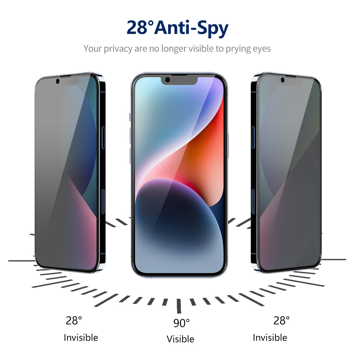 ENKAY HAT PRINCE 2Pcs For iPhone 14 Screen Protector Privacy Protection Anti-Spy Silk Printing Film