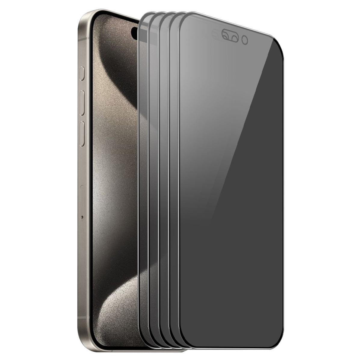 ENKAY HAT PRINCE 5Pcs For iPhone 15 Pro Anti-Spy Phone Film Silk Printing Black Edge