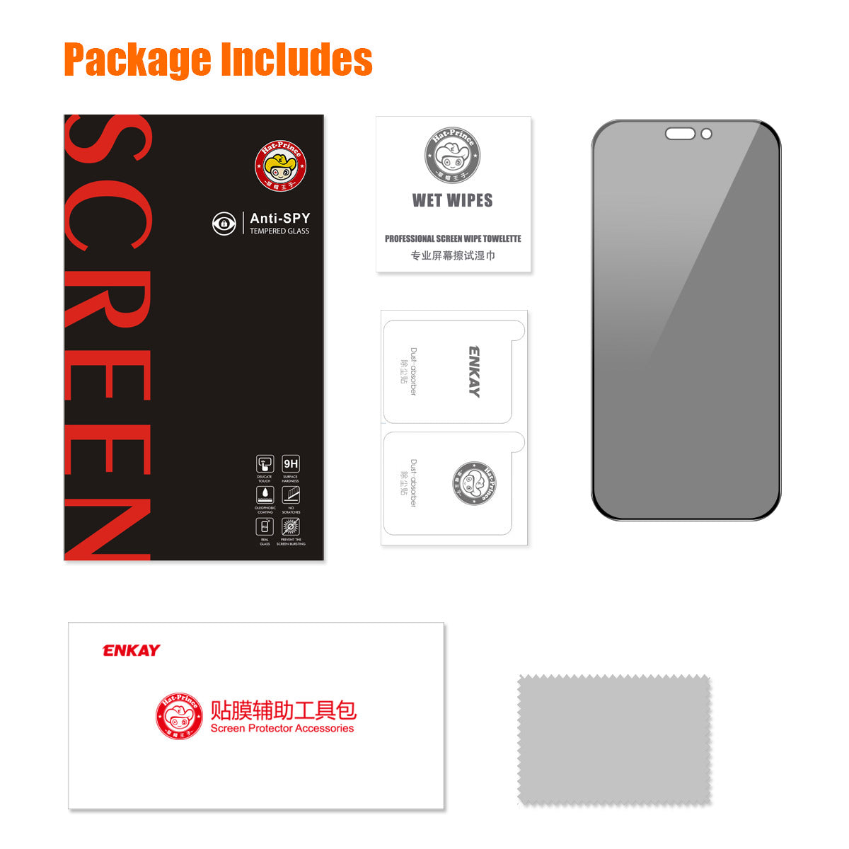 ENKAY HAT PRINCE For iPhone 15 Pro Screen Protector Anti-Spy Scratch-resistant 9H Film