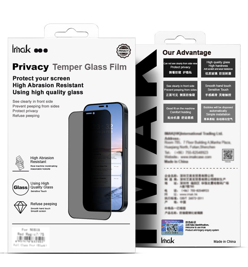 IMAK For Honor Magic6 5G Anti-Spy Privacy Screen Protector 3D Curved Tempered Glass Film