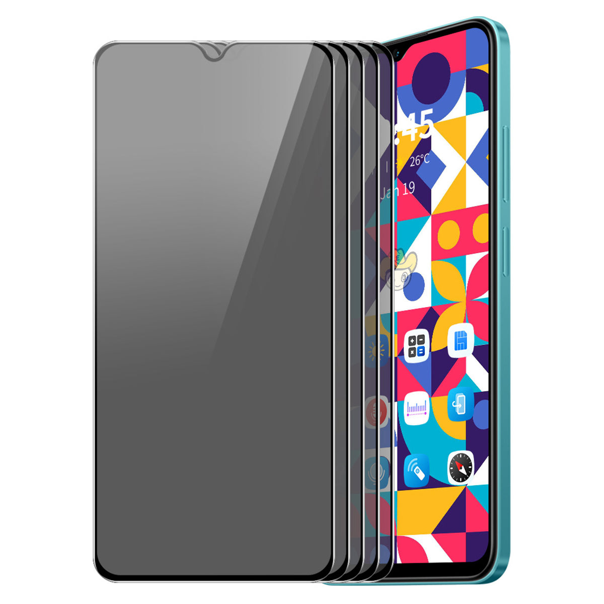 ENKAY HAT PRINCE 5Pcs For Xiaomi Redmi A3 / Poco C61 4G Anti-Spy Privacy Screen Protector Silk Printing Film