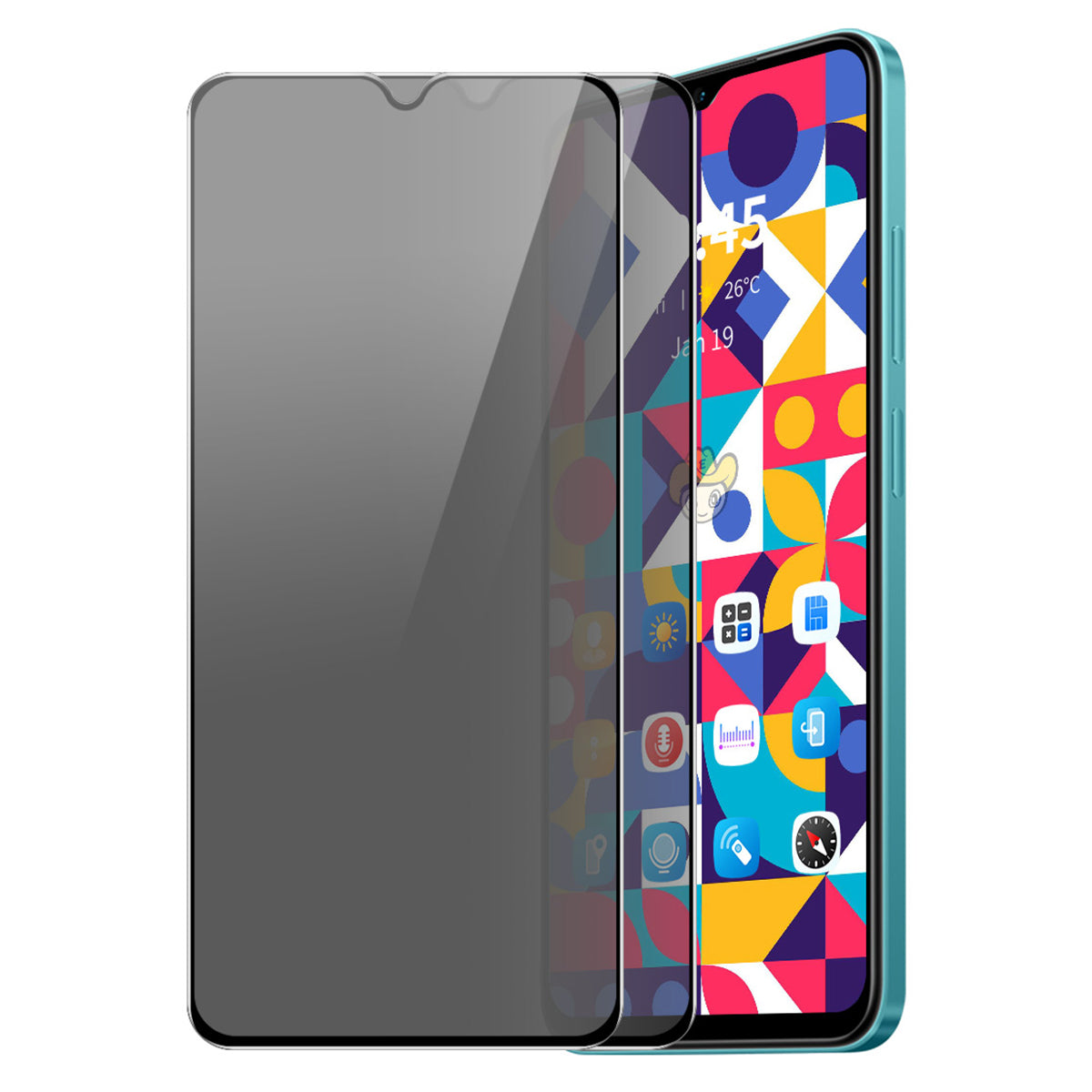 ENKAY HAT PRINCE 2Pcs For Xiaomi Redmi A3 / Poco C61 4G Anti-Peep Full Screen Protector Silk Printing HD Clear Film