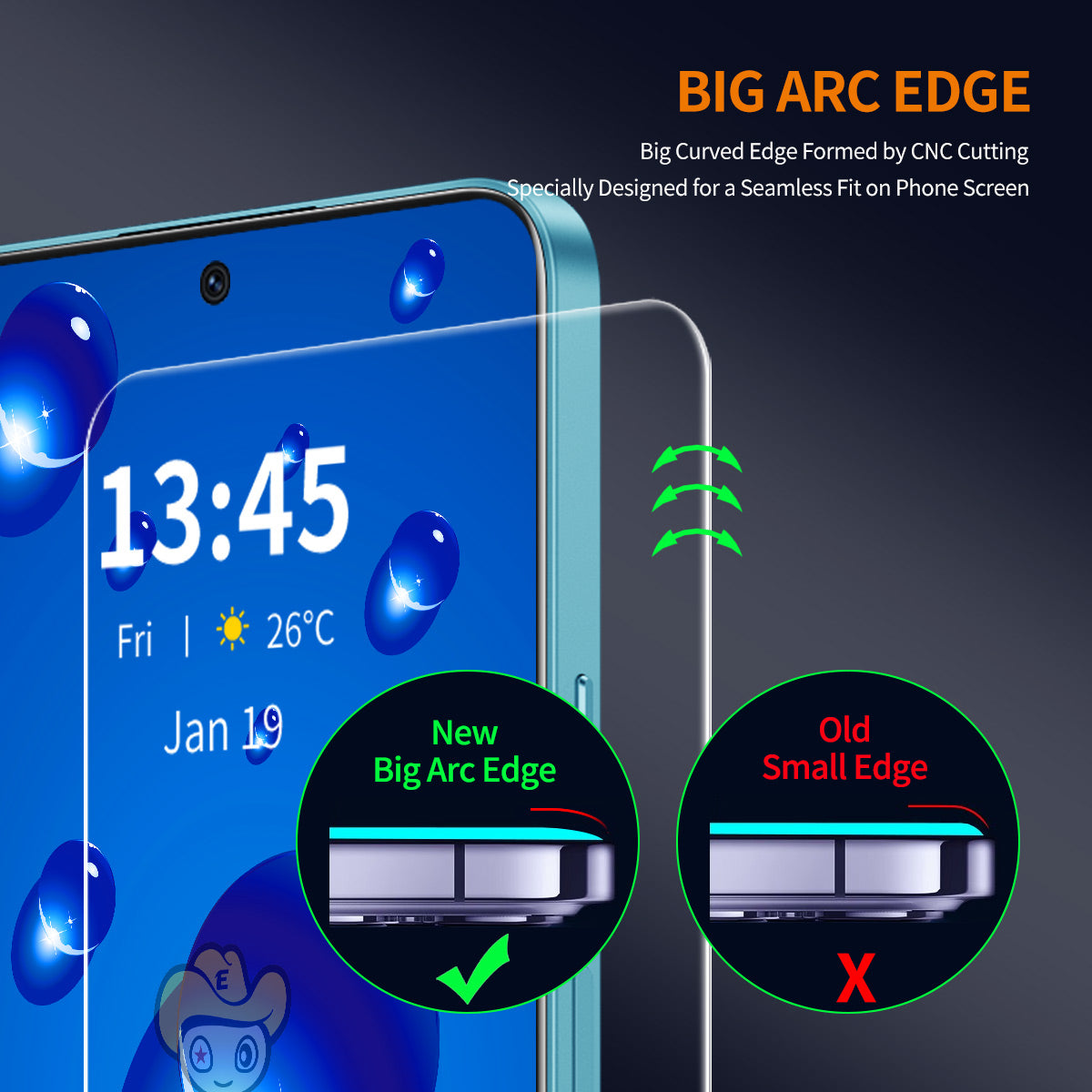 ENKAY HAT PRINCE 2Pcs For Motorola Moto G04 4G / G24 4G Screen Protector 9H Large Arc Edge Film