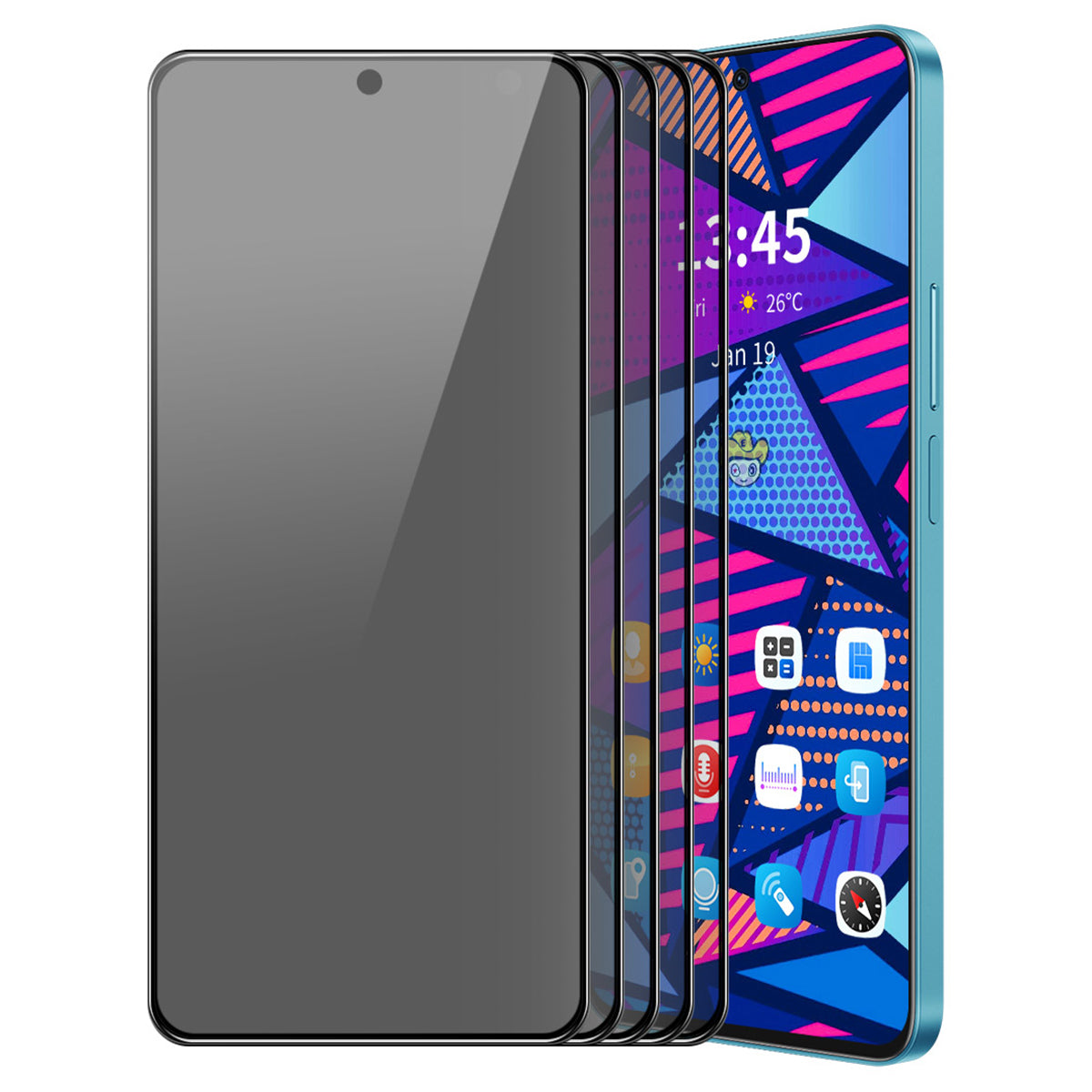 ENKAY HAT PRINCE 5Pcs For Motorola Moto G04 4G / G24 4G Screen Protector 28-degree Anti Spy 9H Film