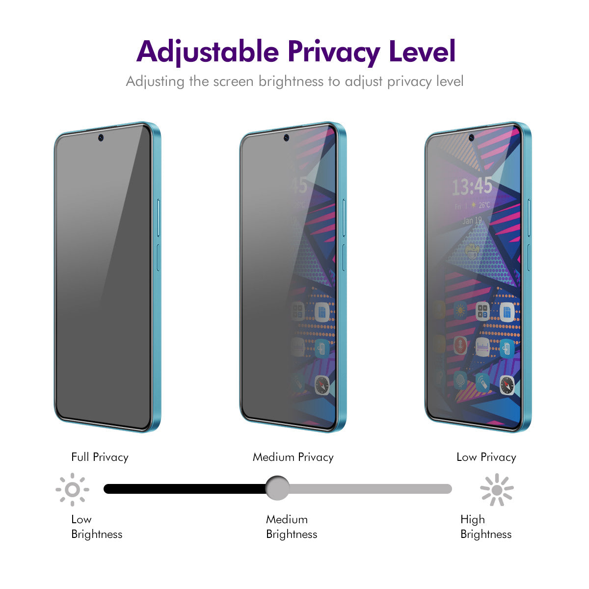 ENKAY HAT PRINCE 5Pcs For Motorola Moto G04 4G / G24 4G Screen Protector 28-degree Anti Spy 9H Film