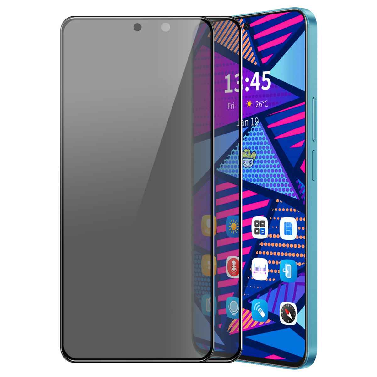 ENKAY HAT PRINCE 2Pcs for Motorola Moto G04 4G / G24 4G Anti-spy Film Anti-glare Silk Printing Screen Protector
