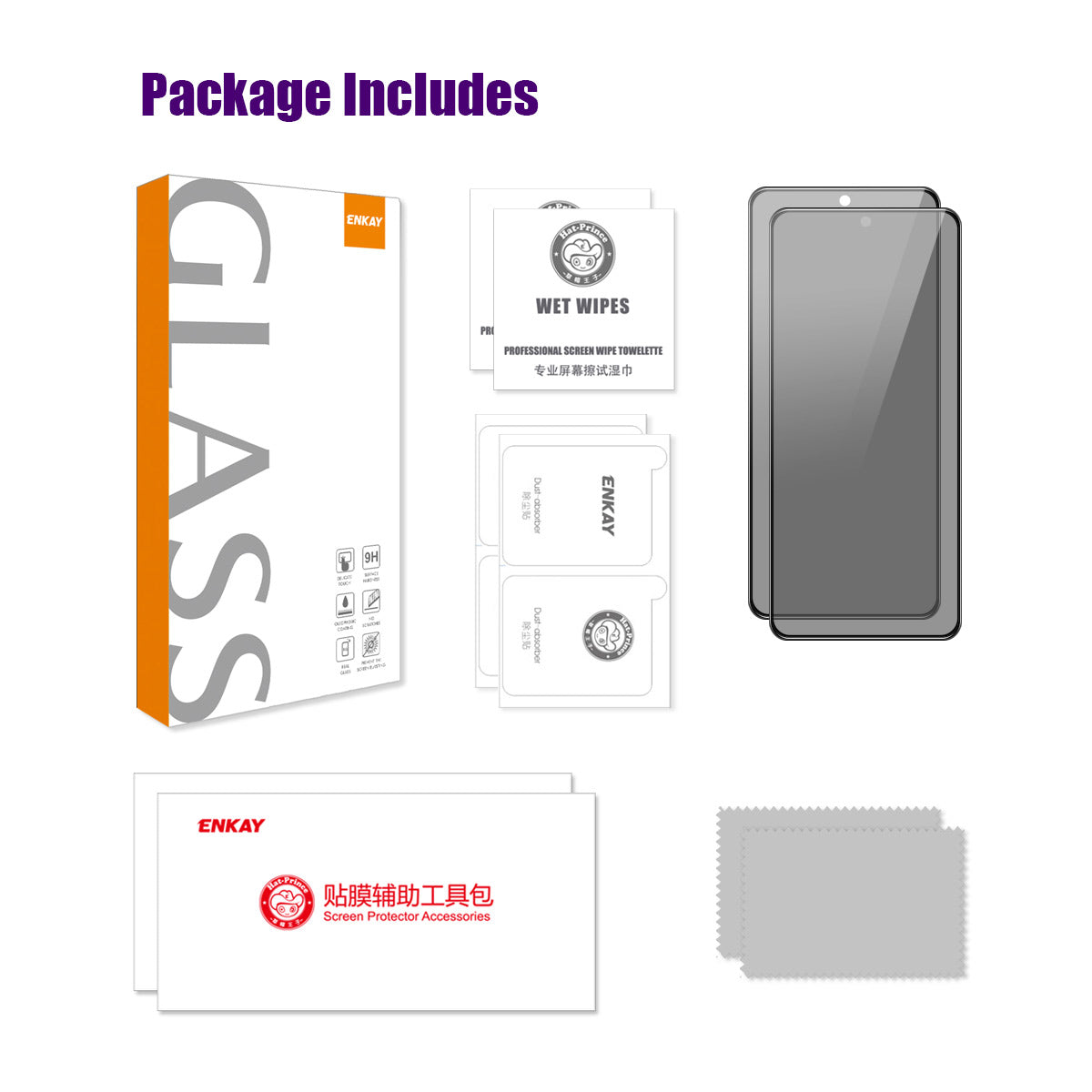 ENKAY HAT PRINCE 2Pcs for Motorola Moto G04 4G / G24 4G Anti-spy Film Anti-glare Silk Printing Screen Protector