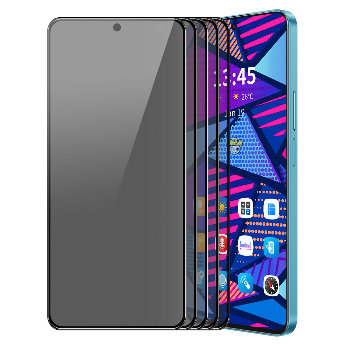 ENKAY HAT PRINCE 5Pcs For Motorola Moto G Play (2024) 4G Film 28-degree Anti-peep Tempered Glass Screen Protector
