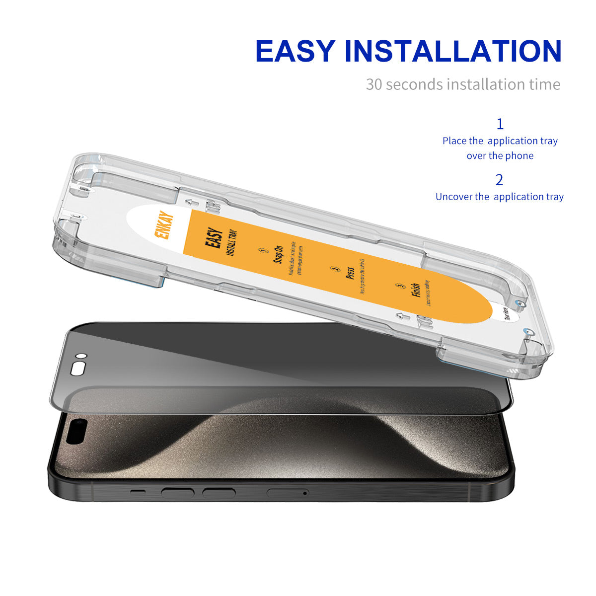 ENKAY HAT PRINCE For iPhone 15 Pro Privacy Screen Protector High Aluminium-silicon Glass Silk Printing Film