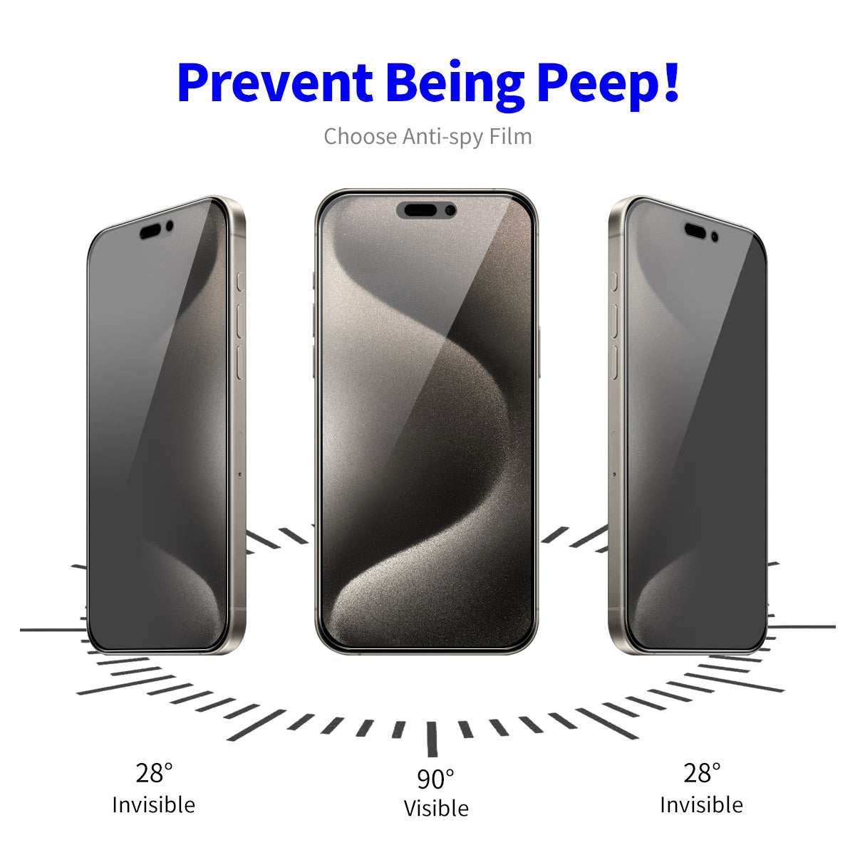 ENKAY HAT PRINCE For iPhone 15 Pro Privacy Screen Protector High Aluminium-silicon Glass Silk Printing Film