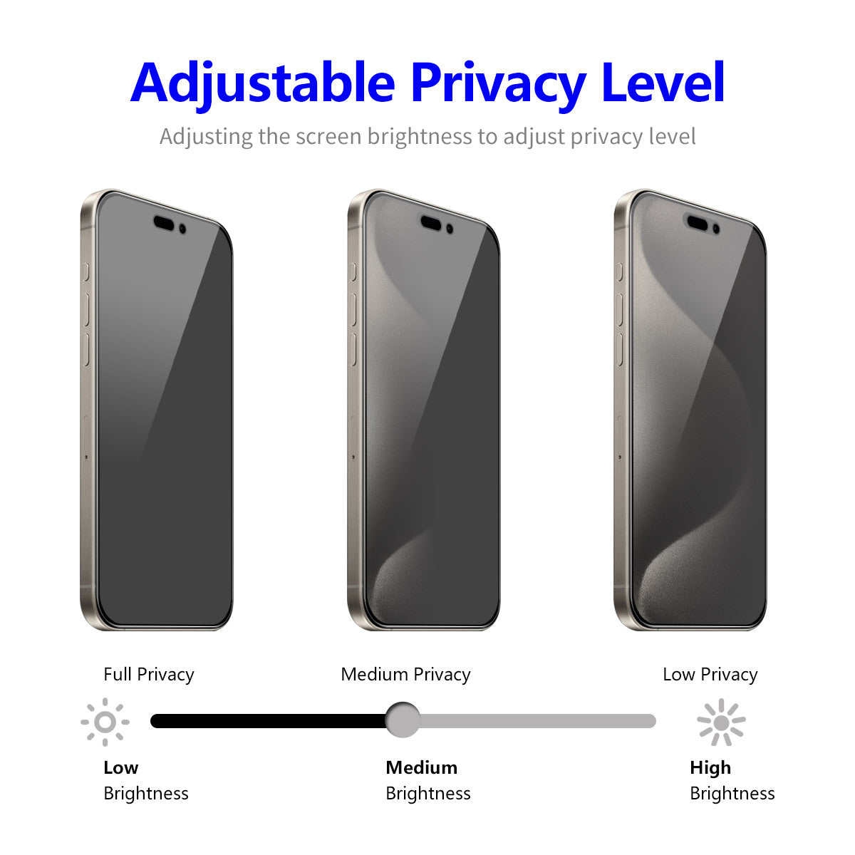 ENKAY HAT PRINCE For iPhone 15 Pro Privacy Screen Protector High Aluminium-silicon Glass Silk Printing Film