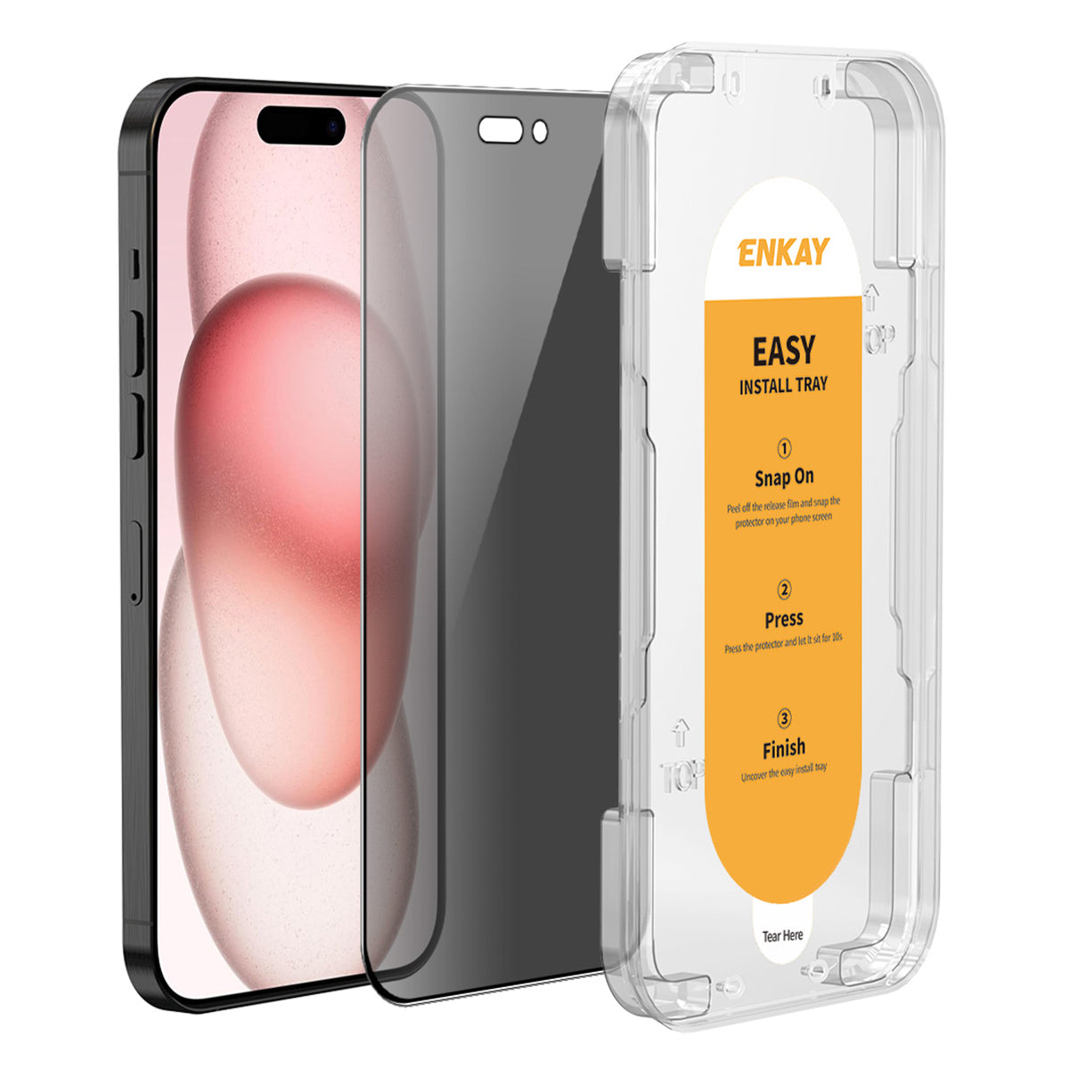 ENKAY HAT PRINCE For iPhone 15 Screen Protector Silk Printing Film Easy to Install Anti-Spy