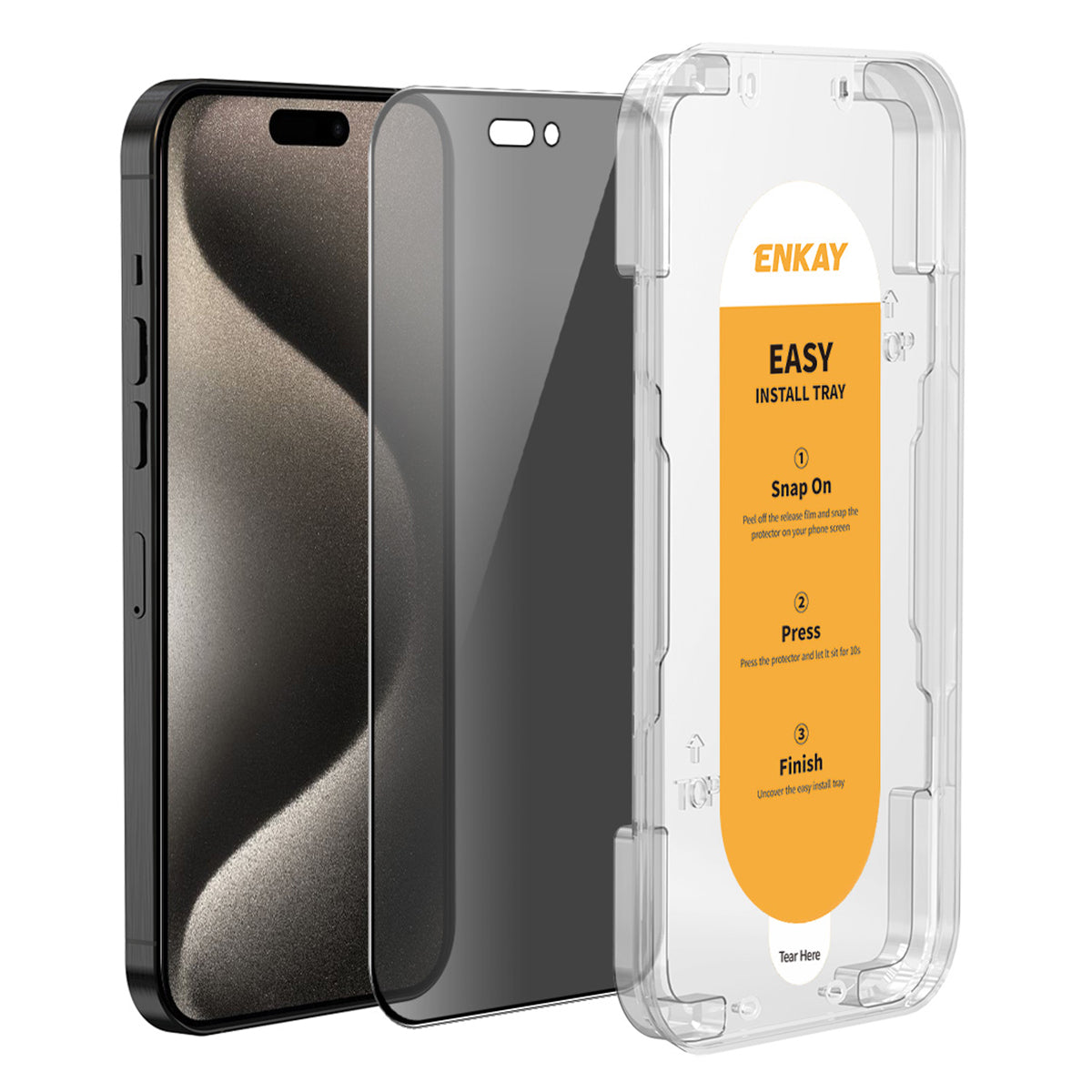 ENKAY HAT PRINCE For iPhone 15 Pro Max Screen Protector Privacy Full Coverage Anti-fingerprint Film