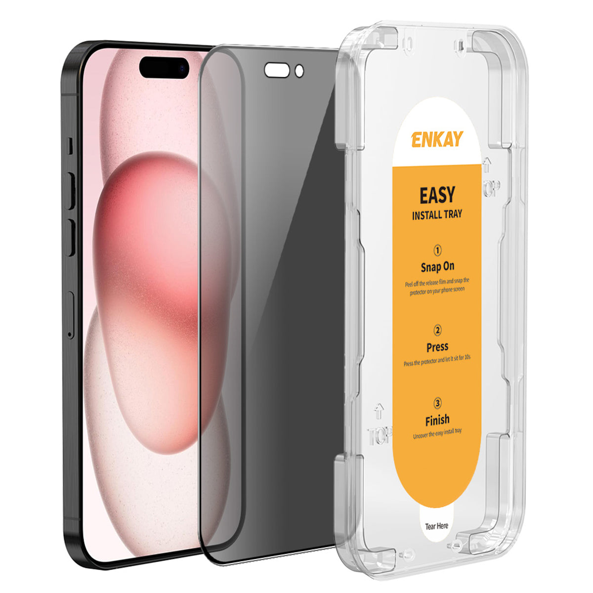 ENKAY HAT PRINCE For iPhone 15 Plus Anti-Spy Screen Protector Anti-Fingerprint Shield Film