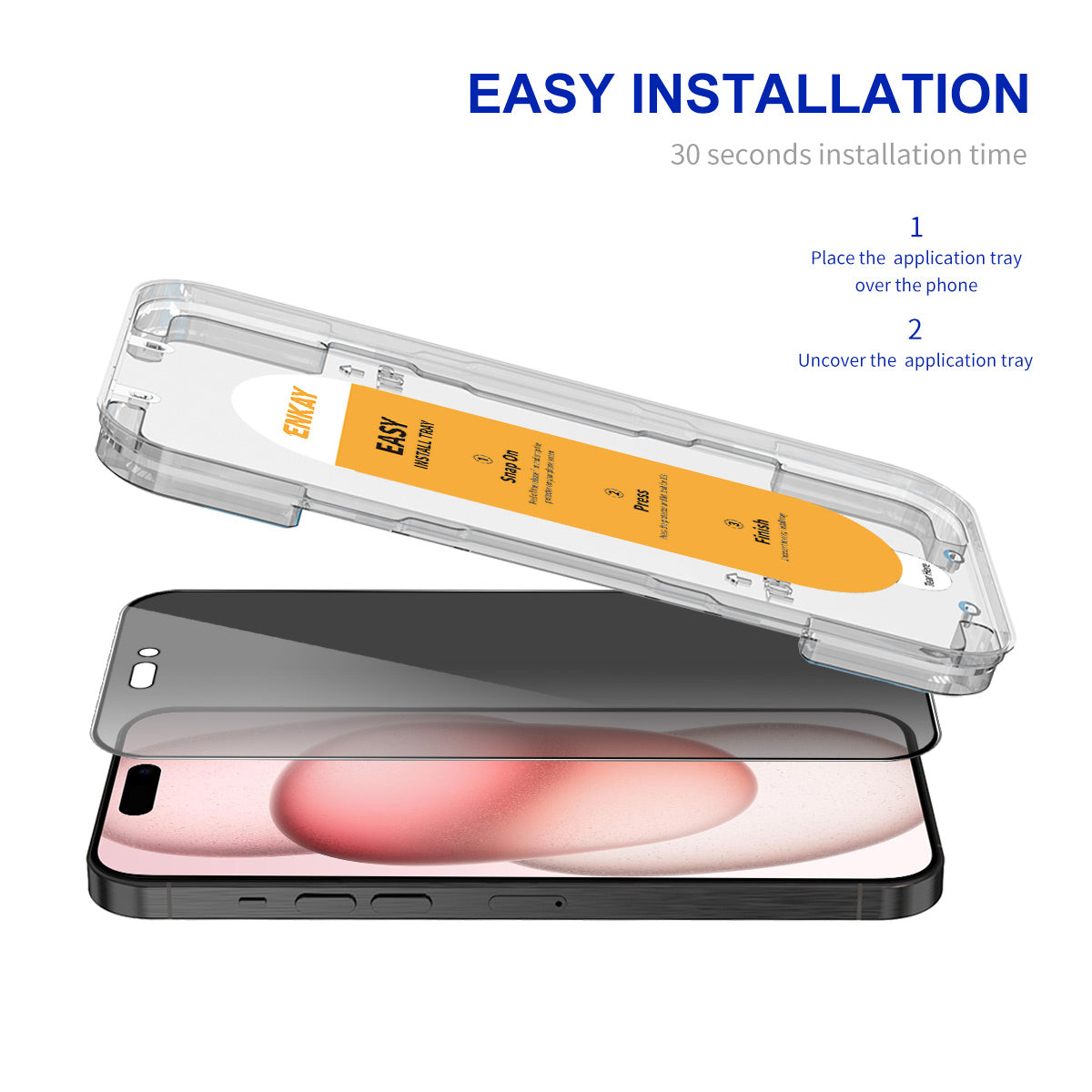 ENKAY HAT PRINCE For iPhone 15 Plus Anti-Spy Screen Protector Anti-Fingerprint Shield Film