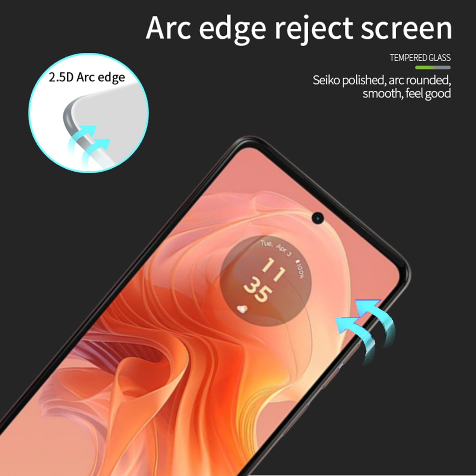 MOFI JK Tempered Glass Film Series-1 for Motorola Moto G04 4G / G24 4G Full Glue HD Clear Full Screen Protector