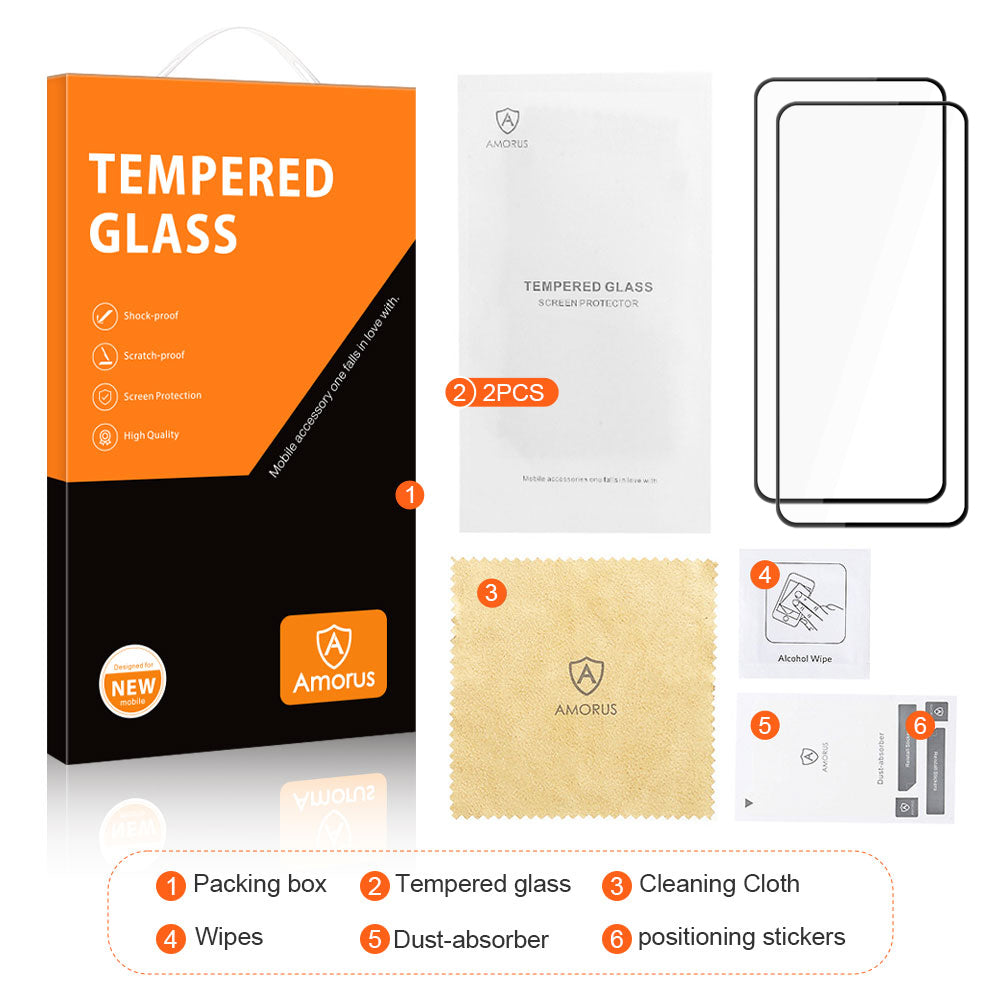 AMORUS 2Pcs For Huawei nova 12 5G Screen Protector Tempered Glass Full Glue Silk Printing Film