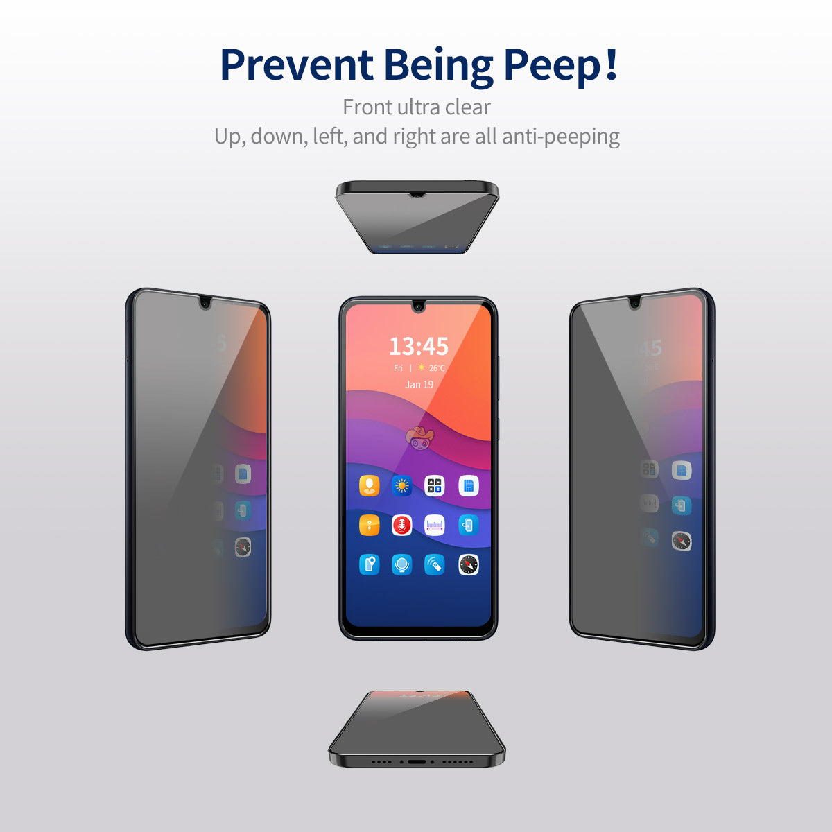 ENKAY HAT PRINCE 5Pcs For Samsung Galaxy A05 4G / A05s 4G Anti-peep Screen Protector Silk Printing