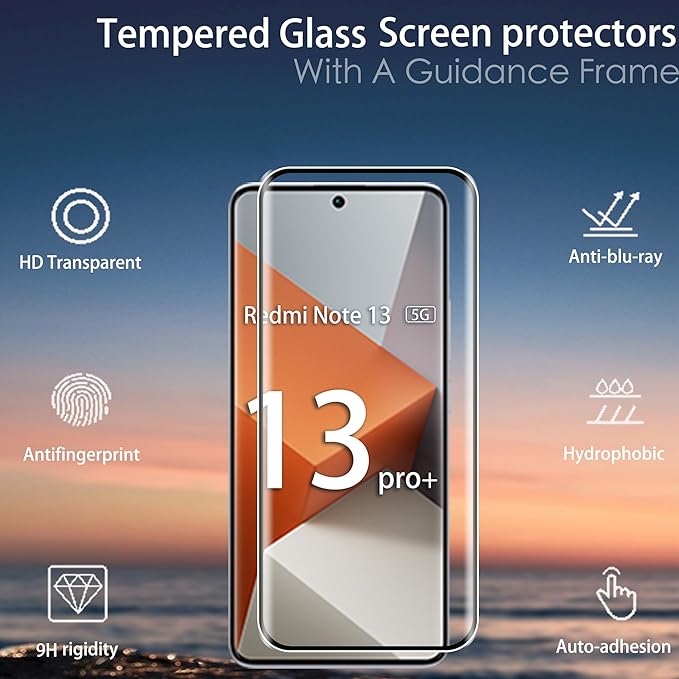 For Xiaomi Redmi Note 13 Pro+ 5G Full Screen Protector Side Glue 3D Curved Tempered Glass Film