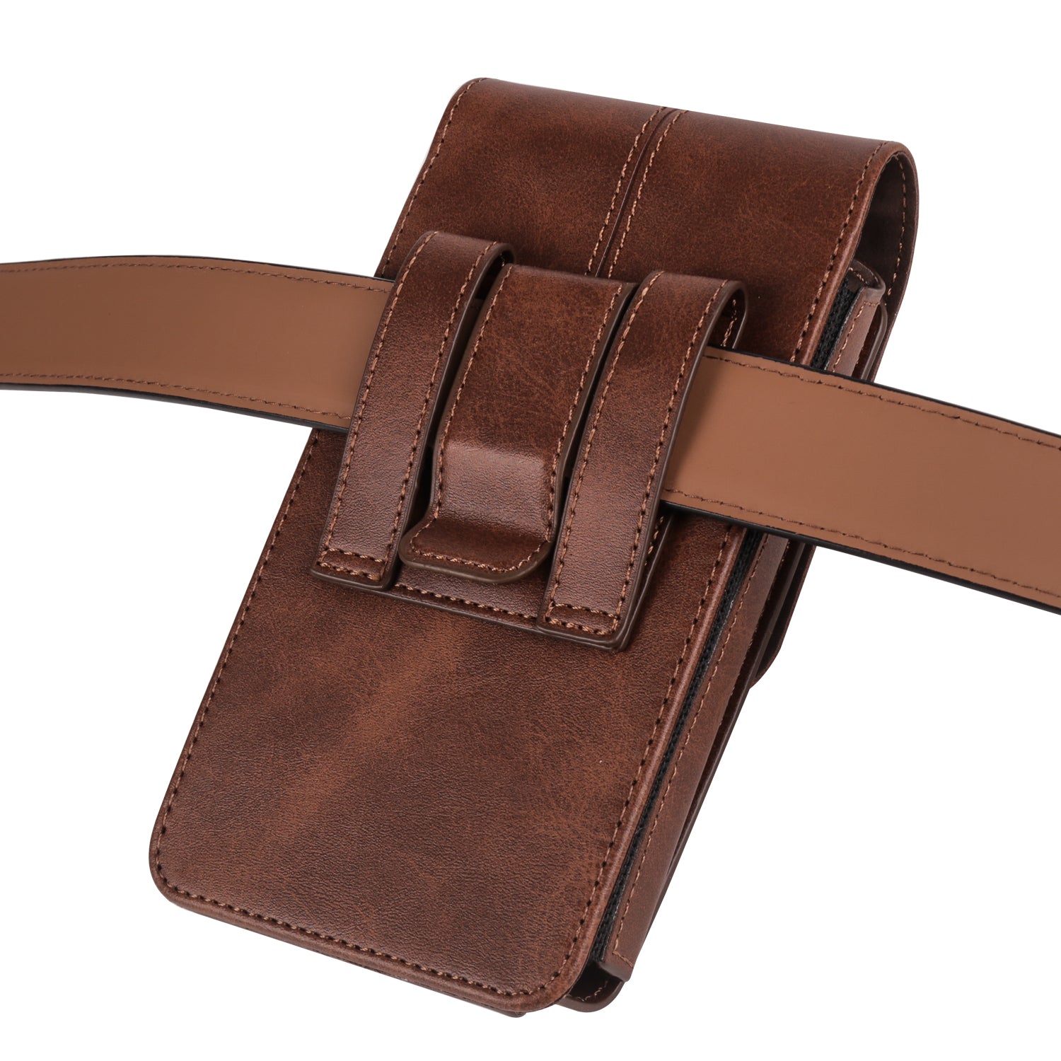 6.1 inch Cell Phone Holster PU Leather Waist Phone Belt Bag with Card Slots