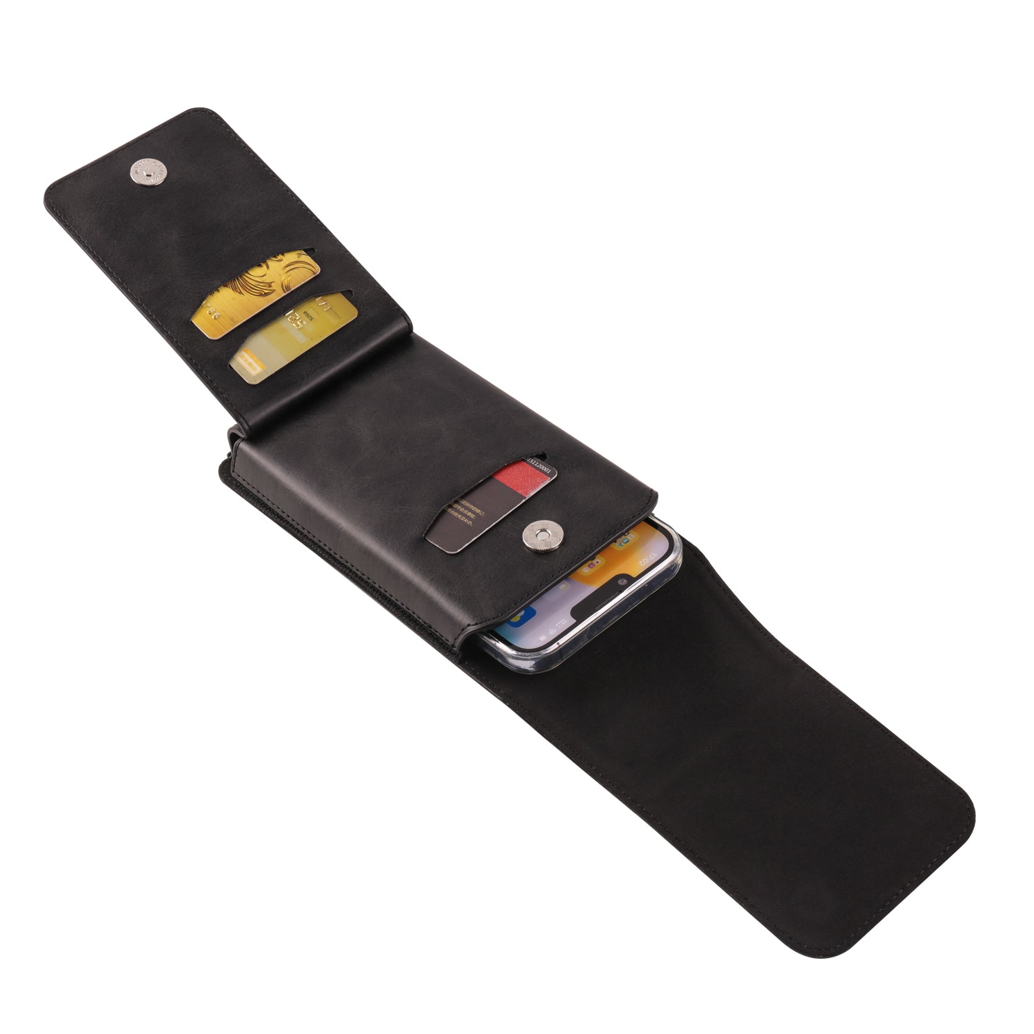 6.1 inch Cell Phone Holster PU Leather Waist Phone Belt Bag with Card Slots