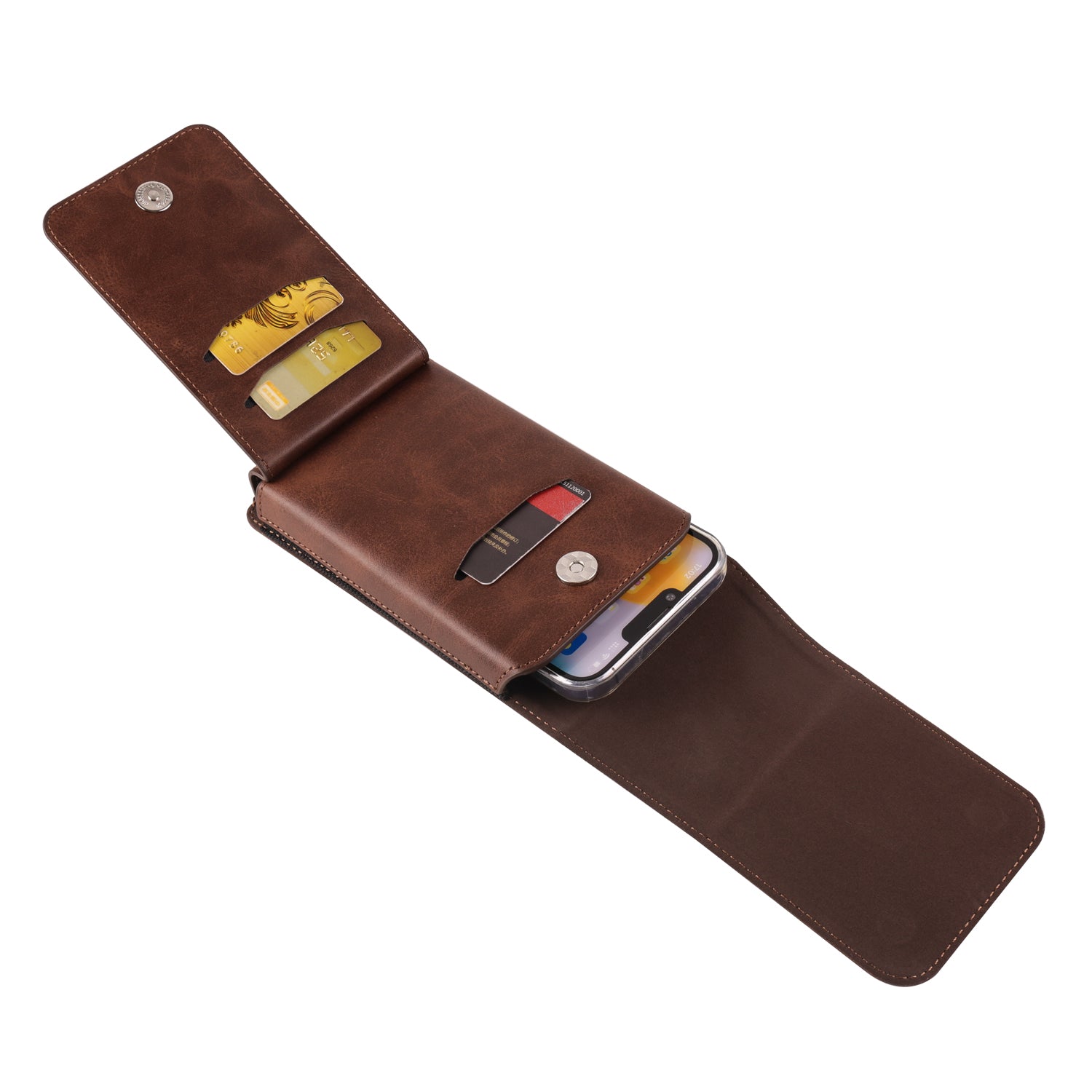 6.7-6.9 inch Phone Holster with Belt Loop Crazy Horse PU Leather Cell Phone Waist Pouch