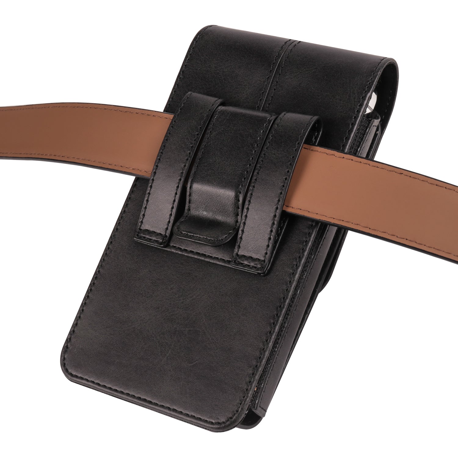 7.2 inch Leather Phone Holster Magnetic Closure Vertical Waist Cell Phone Pouch
