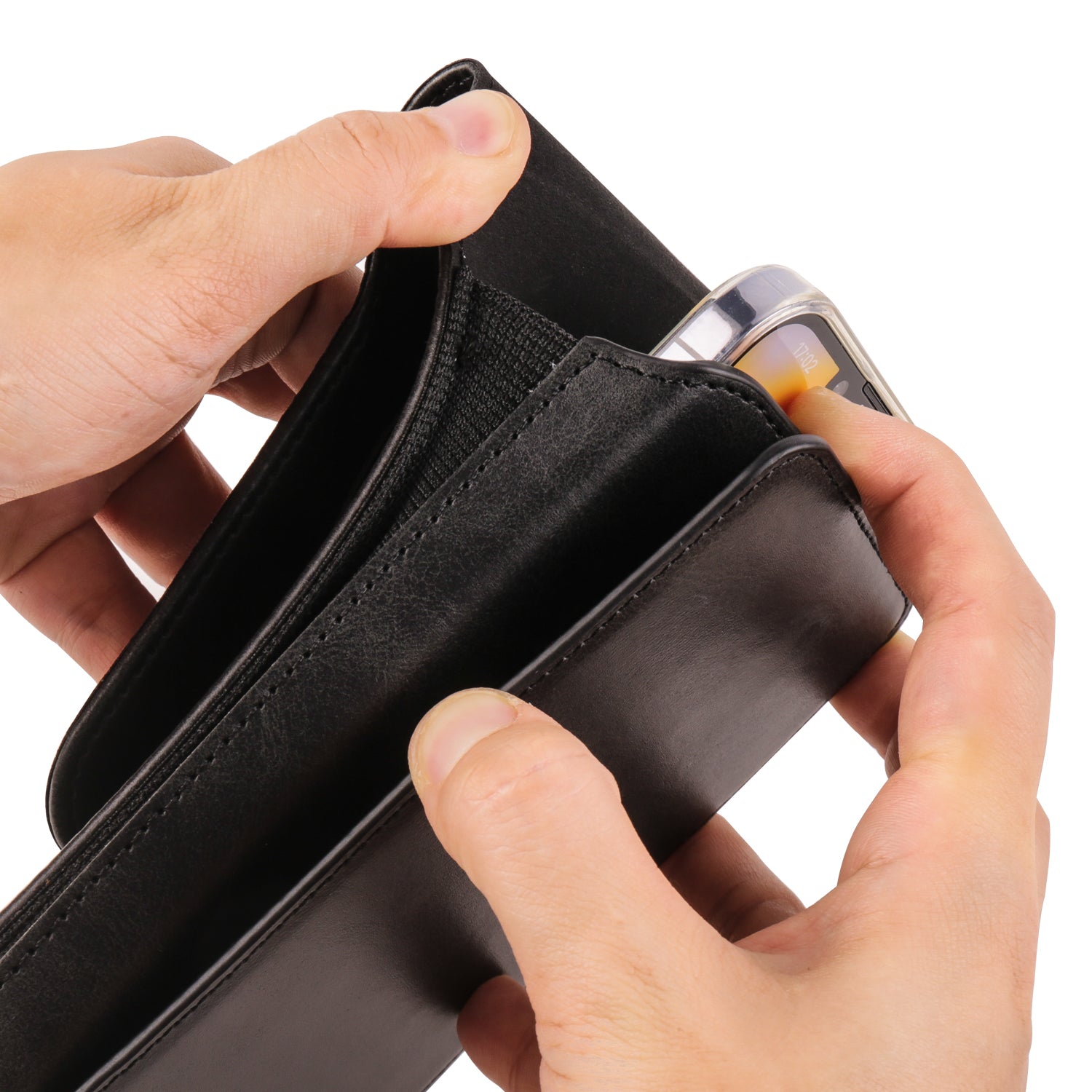 7.2 inch Leather Phone Holster Magnetic Closure Vertical Waist Cell Phone Pouch