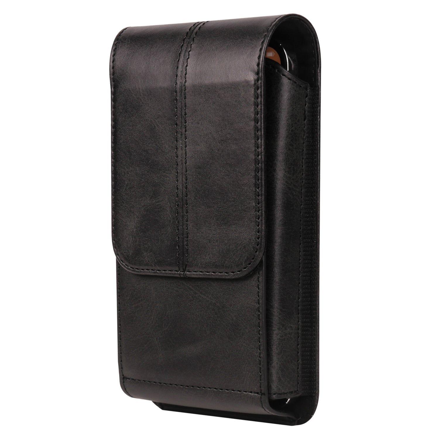 7.2 inch Leather Phone Holster Magnetic Closure Vertical Waist Cell Phone Pouch